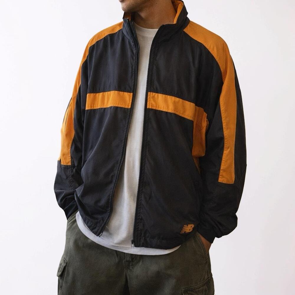 Vintage 90s New Balance Gray And Orange Full Zip Windbreaker Large